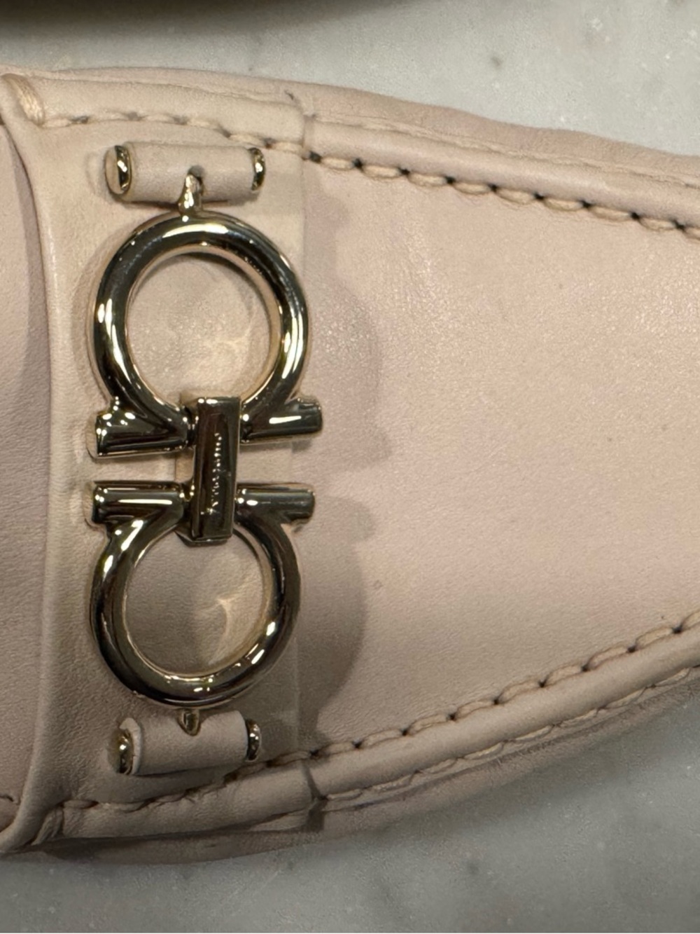 Salvatore Ferragamo Blush Leather Vara-Inspired Loafers with Gold Hardware